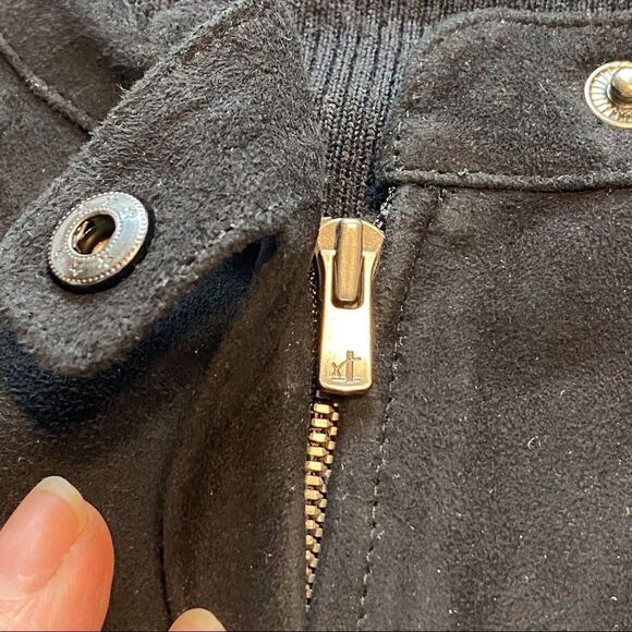 Theory Dorynth Ether Suede Front Moto Jacket Size Medium. - Picture 7 of 12